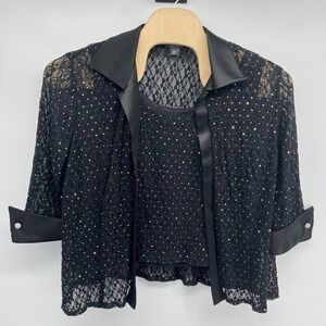 Dressbarn Sparkly 2 Piece Set Tank Jacket Plus Size Women's 20W